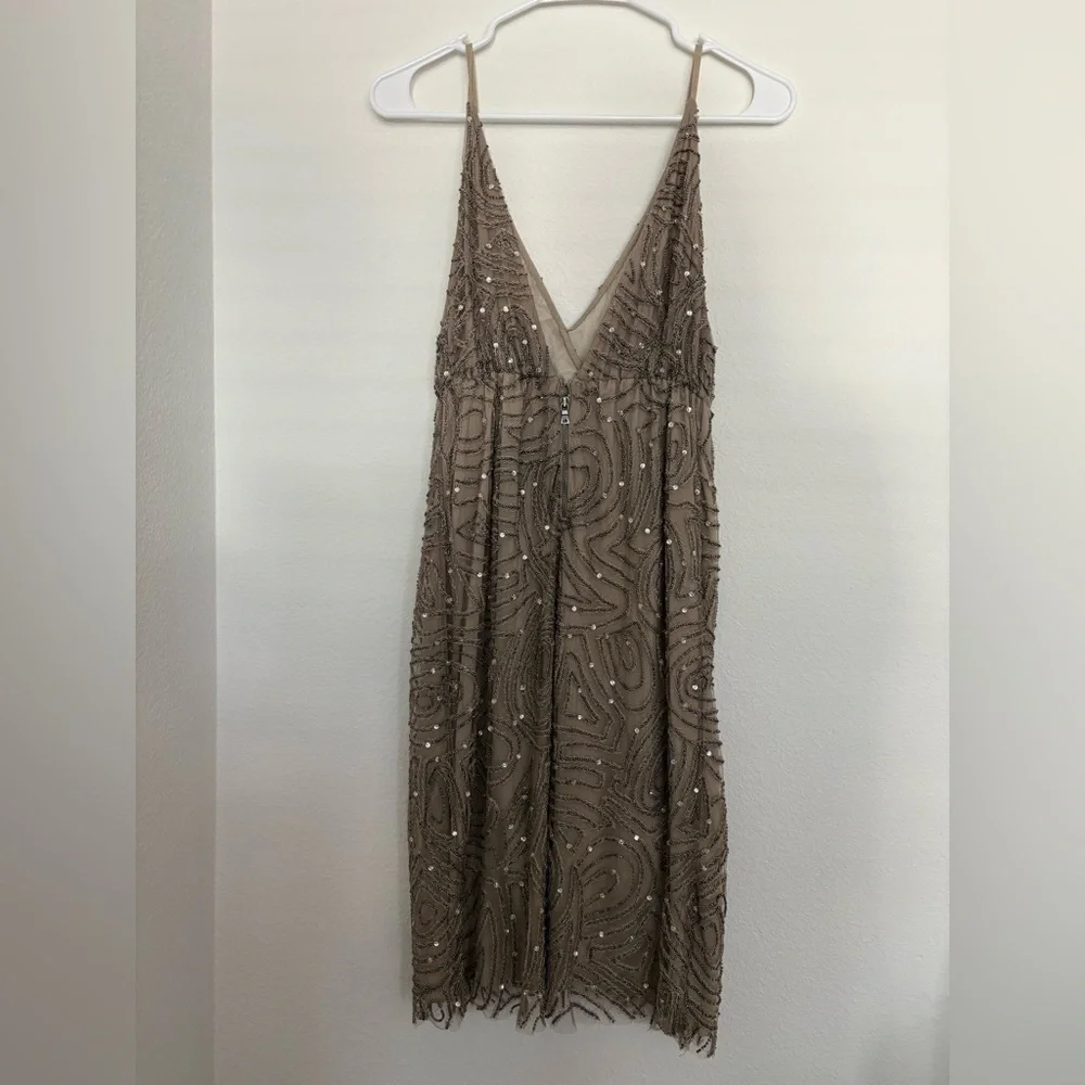 Alice + Olivia Tan Beaded Mini Dress cocktail size xs - Picture 6 of 9